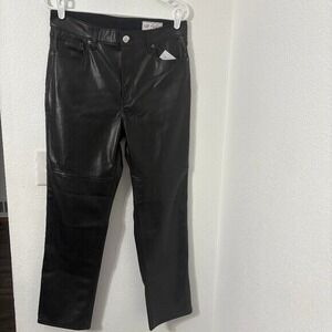 Gap High Rise Faux Leather Cheeky Straight Pants Black New Size 30 10R